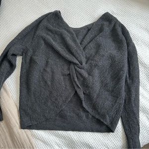 Gray Aerie Twist Back Sweater